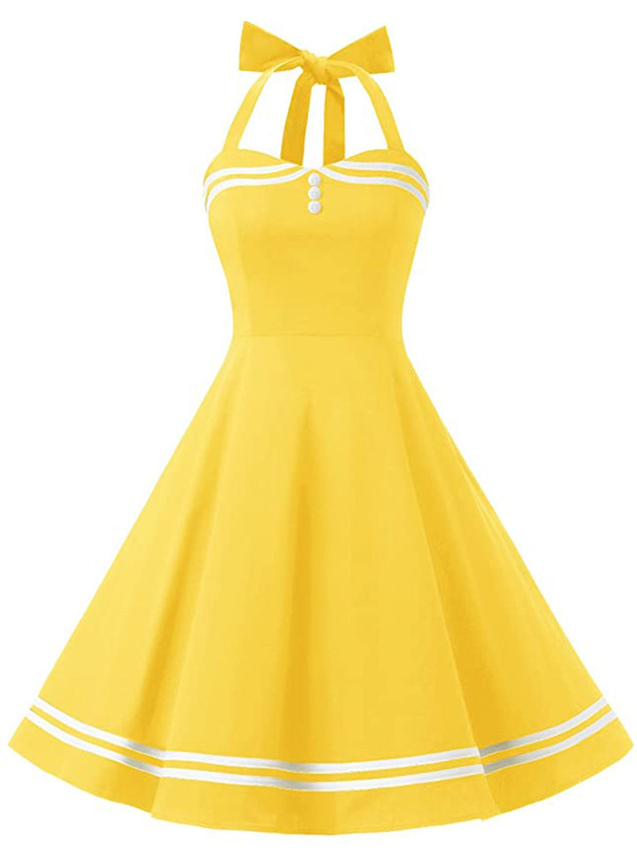 Yellow 1950s Halter Swing Dress — vintage elegance for the modern woman