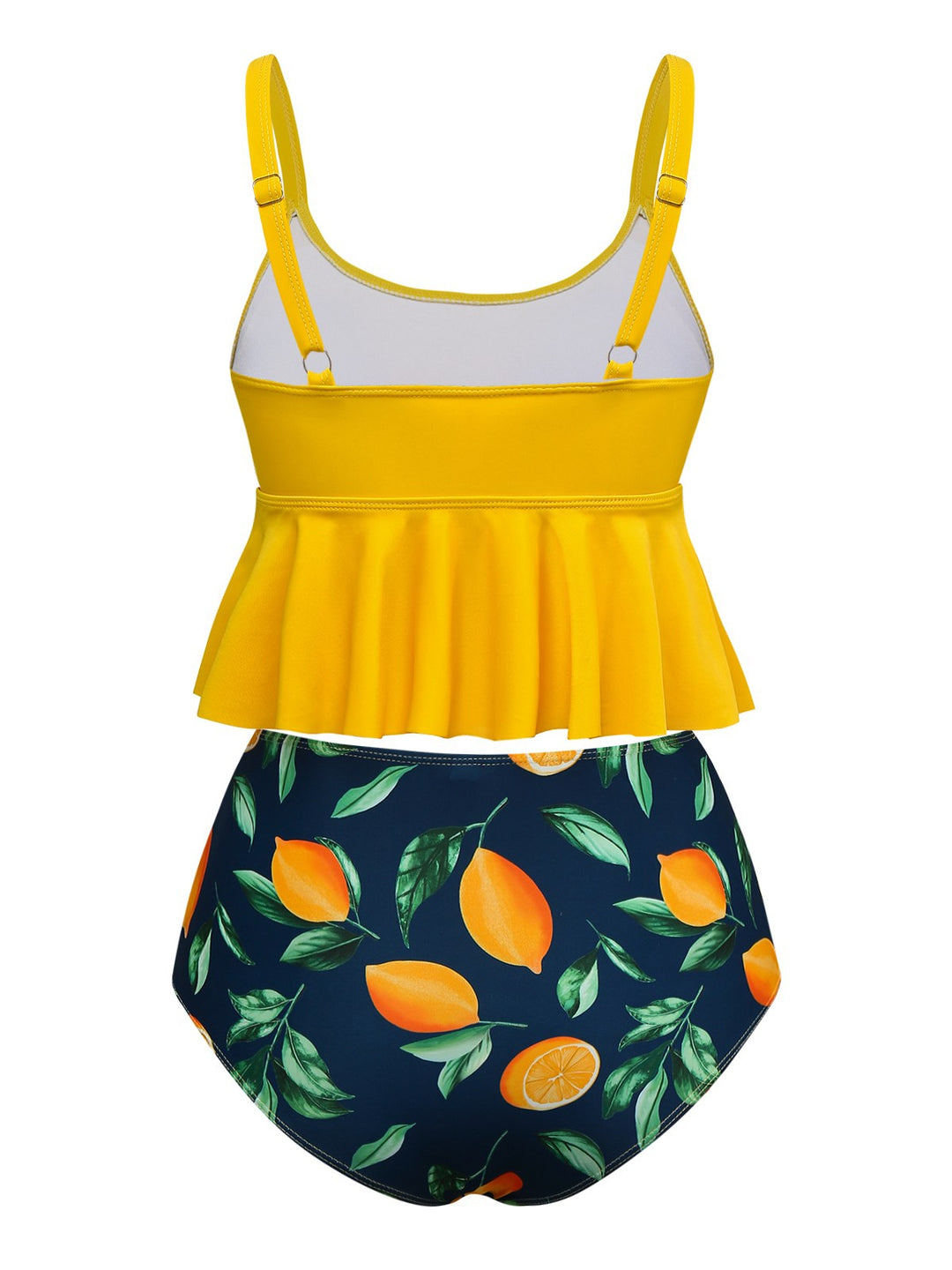Yellow Ruffle Lemon Print Tankini Set - vintage fashion, retro style