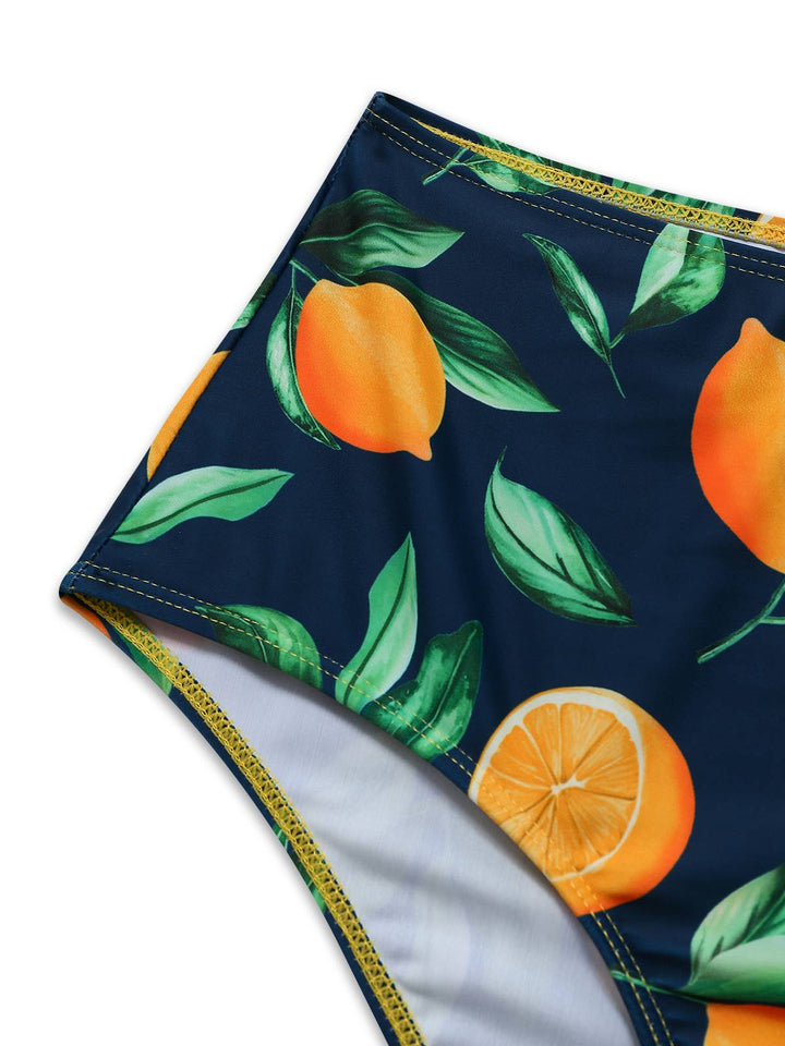 Yellow Ruffle Lemon Print Tankini Set - vintage fashion, retro style