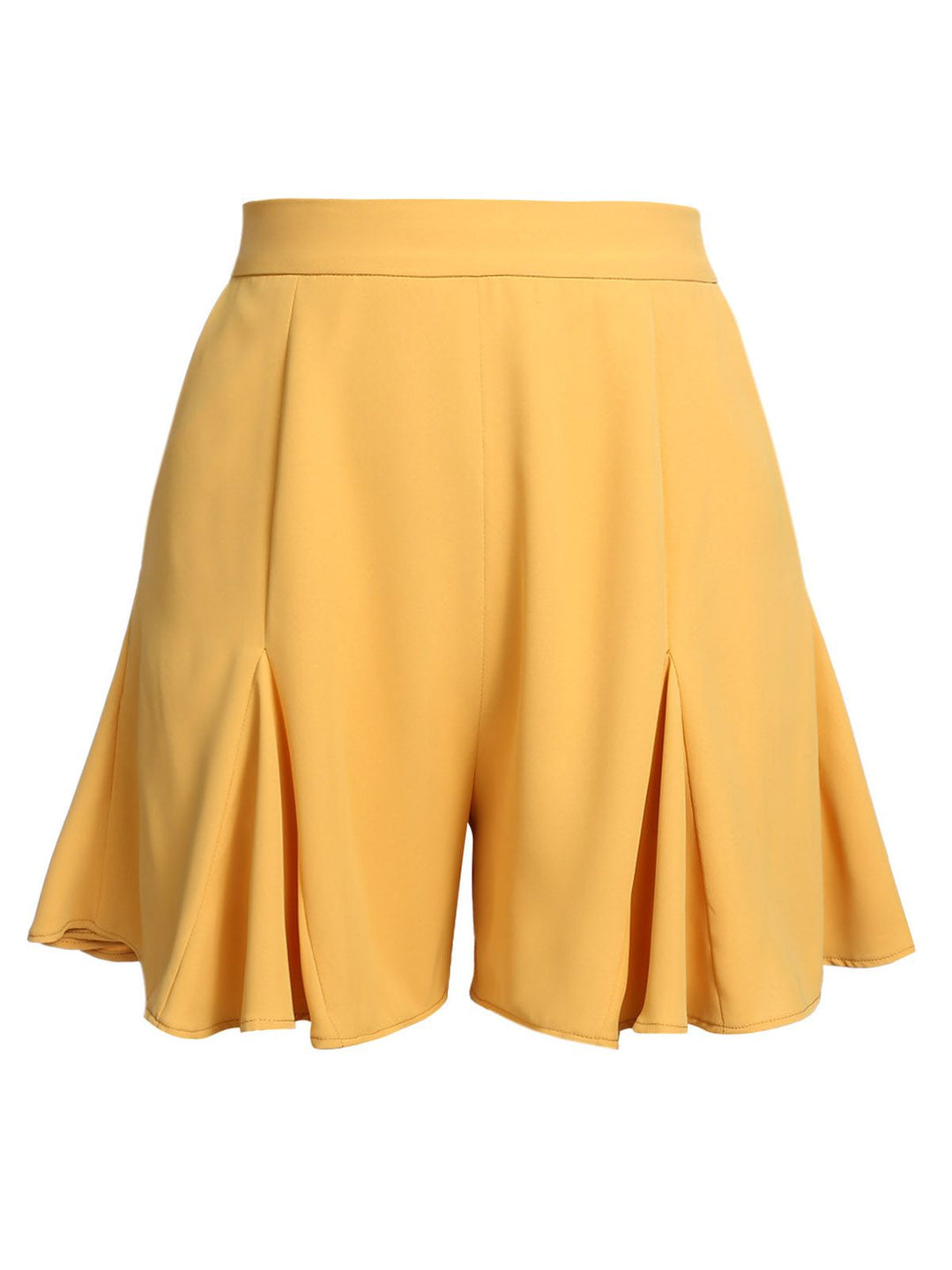 Yellow 1950s Ruffled Pockets Shorts: timeless style reimagined