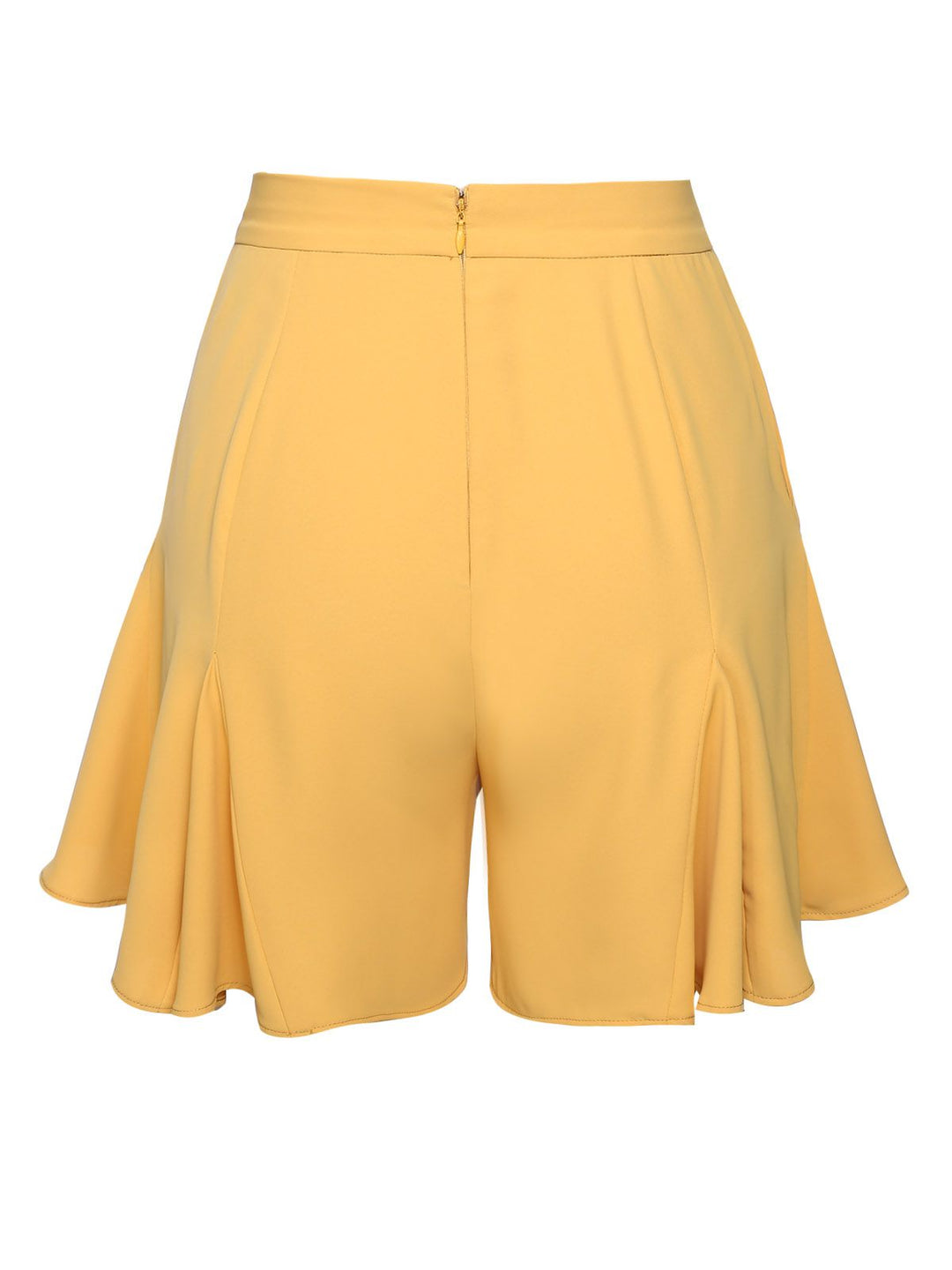 Yellow 1950s Ruffled Pockets Shorts: timeless style reimagined