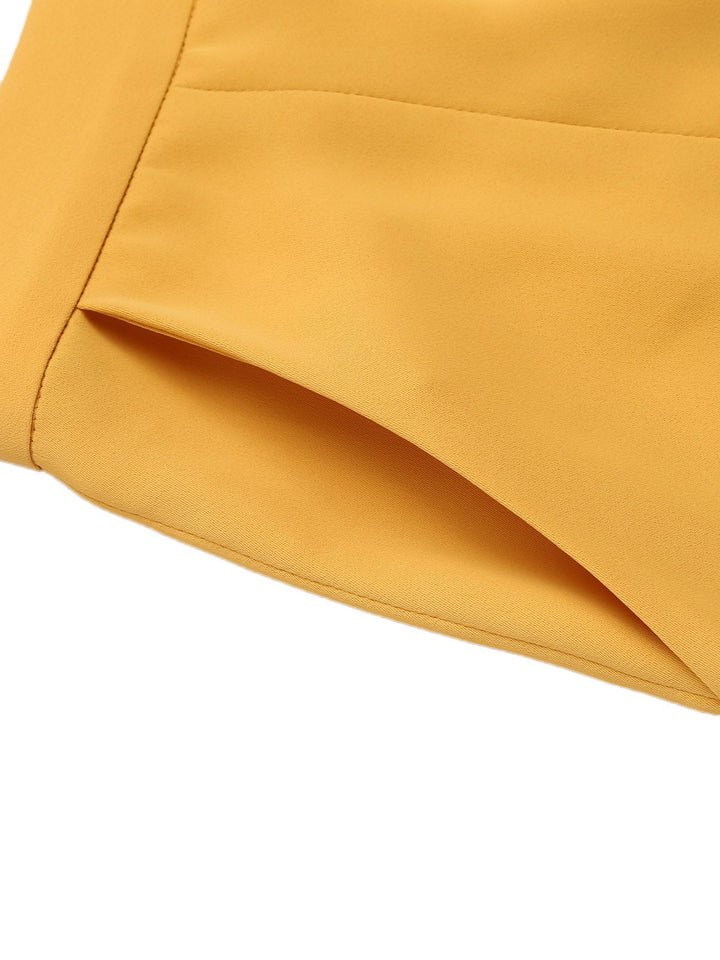 Yellow 1950s Ruffled Pockets Shorts: timeless style reimagined