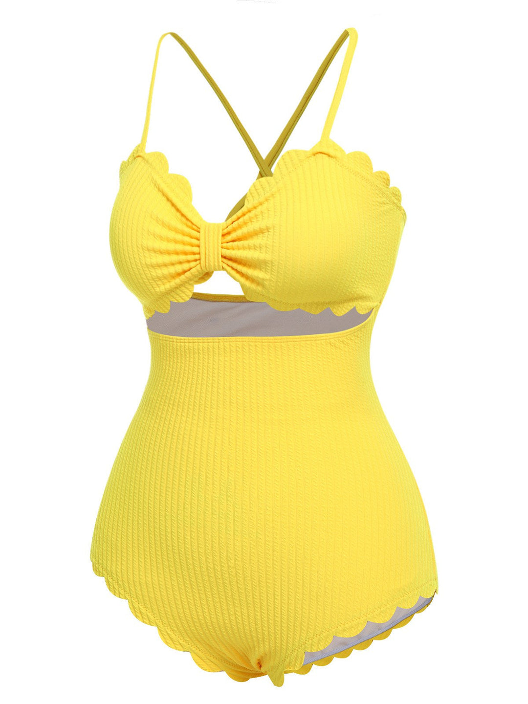 Yellow 1950s Spaghetti Strap One-Piece Swimsuit, vintage swimsuit, pin-up swimwear - perfect for women who love vintage and retro fashion