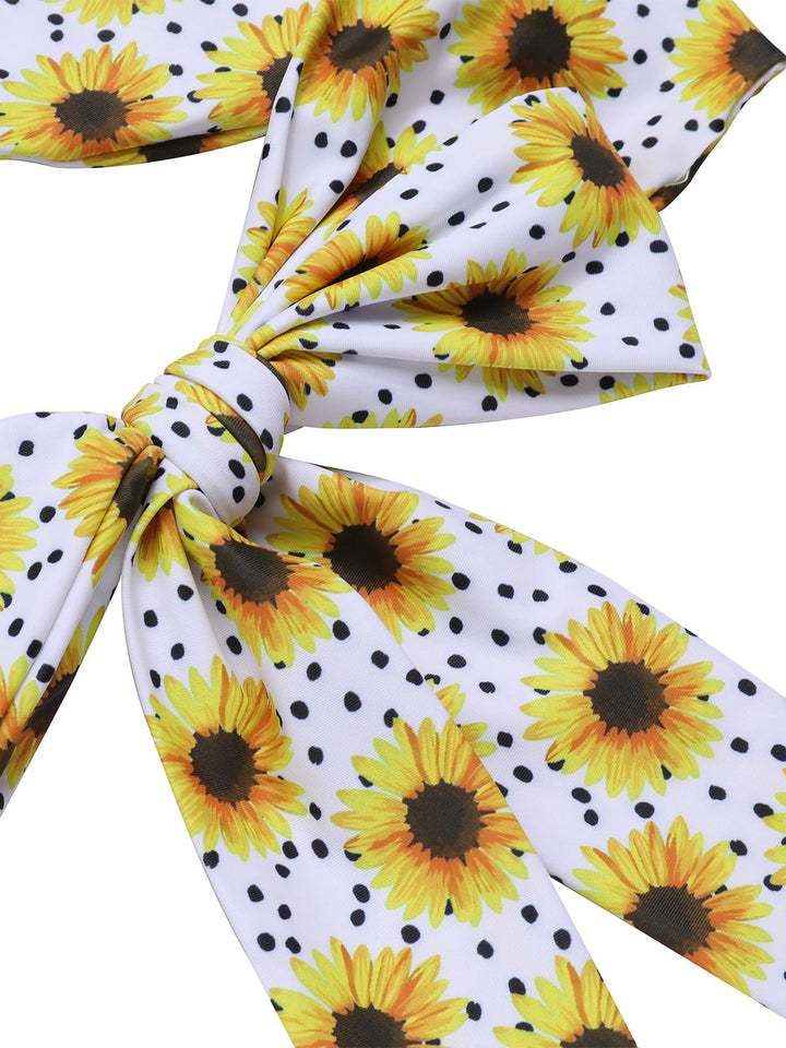 Yellow 1950s Sunflower Cross Halter Swimsuit, vintage swimsuit, pin-up swimwear - perfect for women who love vintage and retro fashion