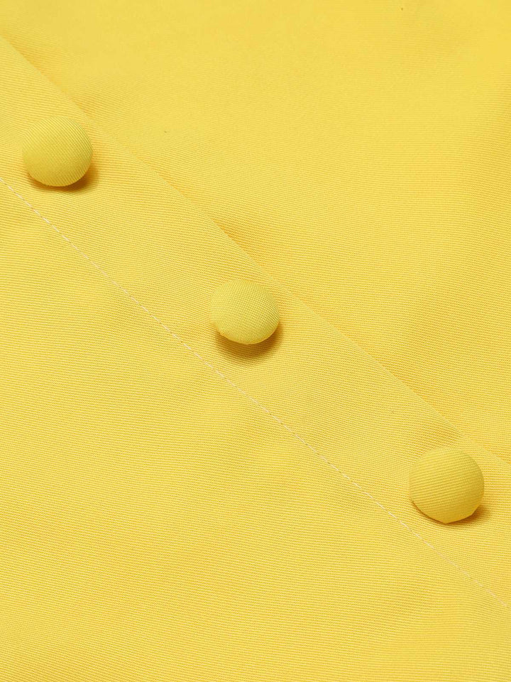 Yellow 1950s V-Neck Daisy Mesh Dress — a 1950s silhouette that turns sidewalks into runways