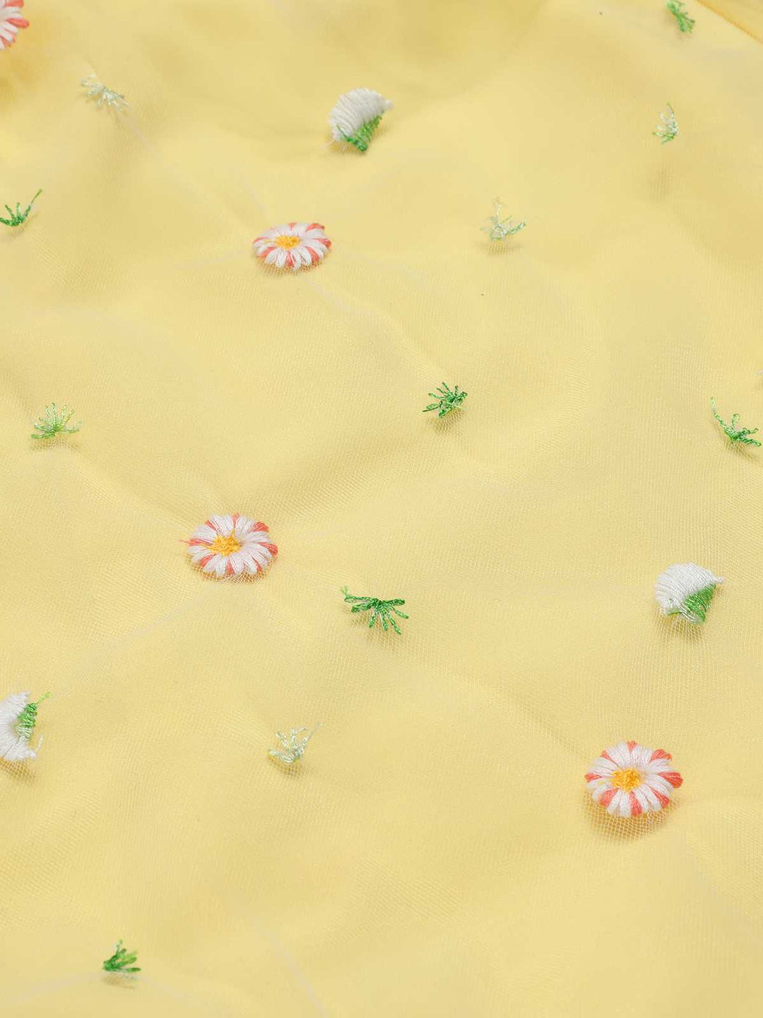 Yellow 1950s V-Neck Daisy Mesh Dress, vintage dress, retro fashion, rockabilly, pin-up fashion - perfect for women who love vintage and retro fashion