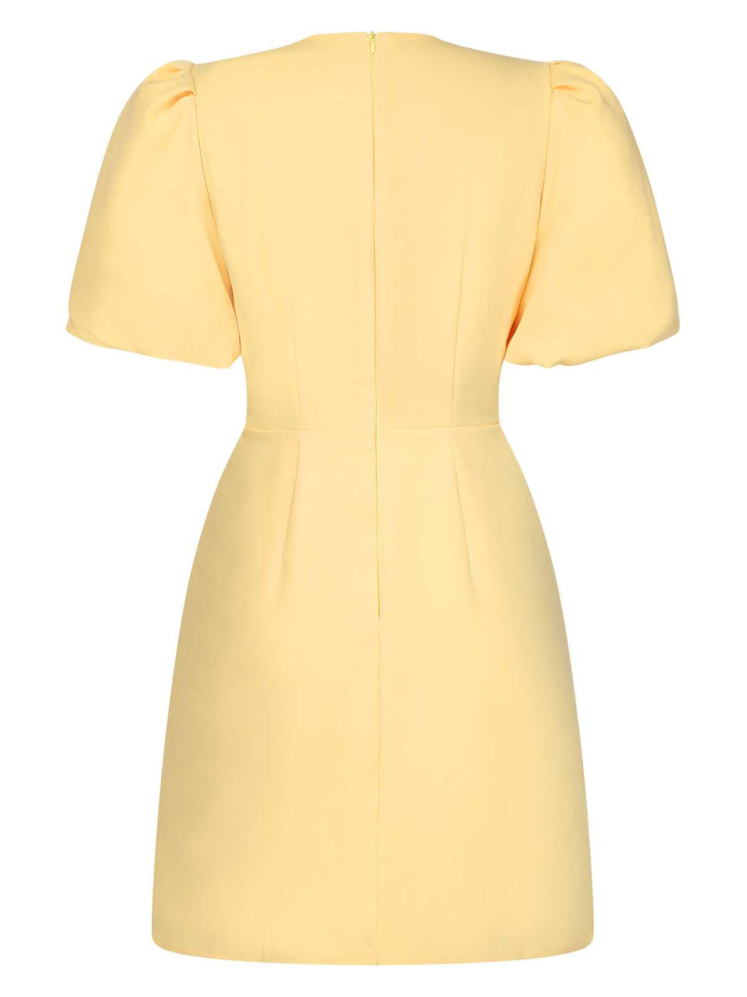 This Yellow 1960s Bow Puff Sleeve Solid Dress wraps her in 1960s elegance, one twirl at a time