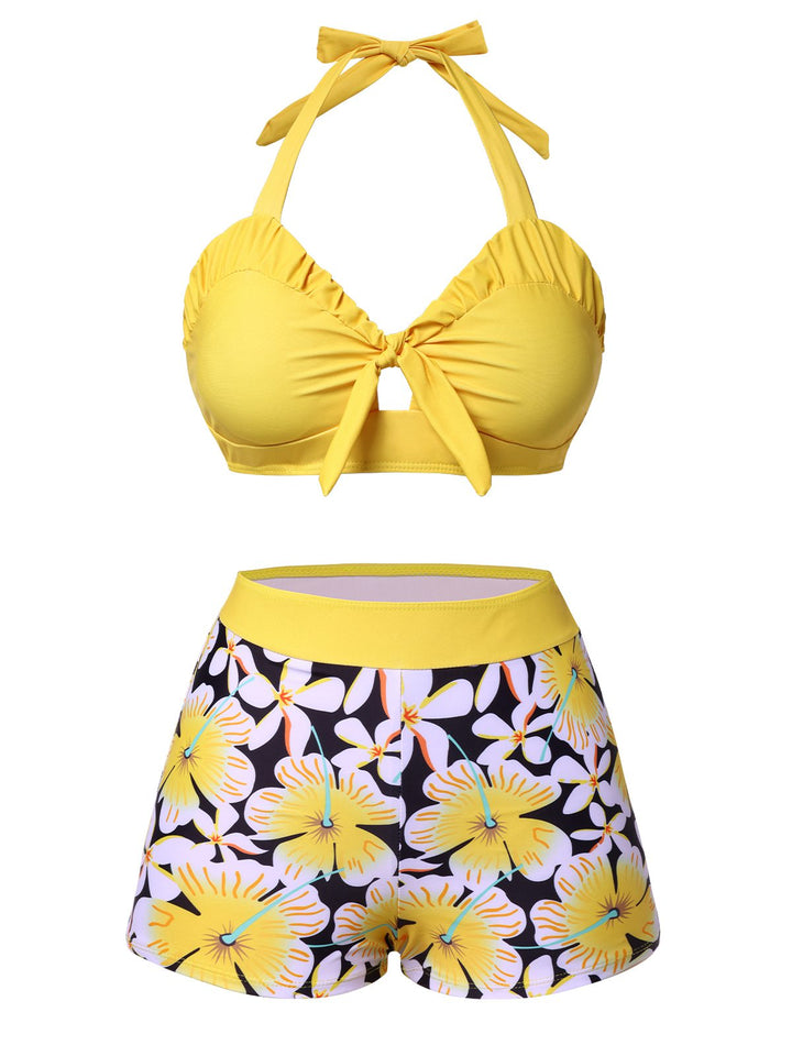 1960s Floral Backless Halter Hollow | 1960s | vintage swimsuit, retro beachwear