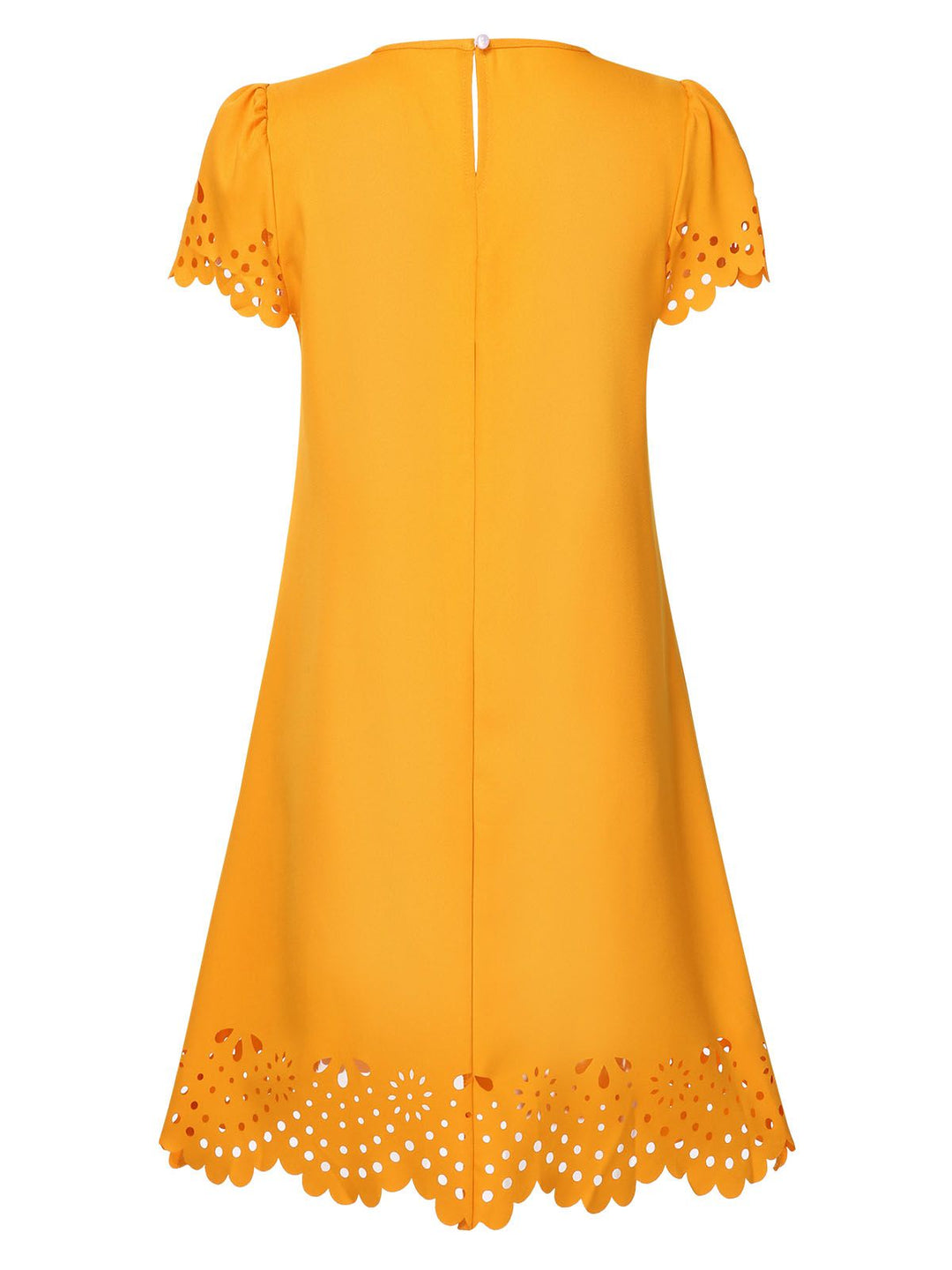 This Yellow 1960s Hollow A-Line Solid Dress wraps her in 1960s elegance, one twirl at a time