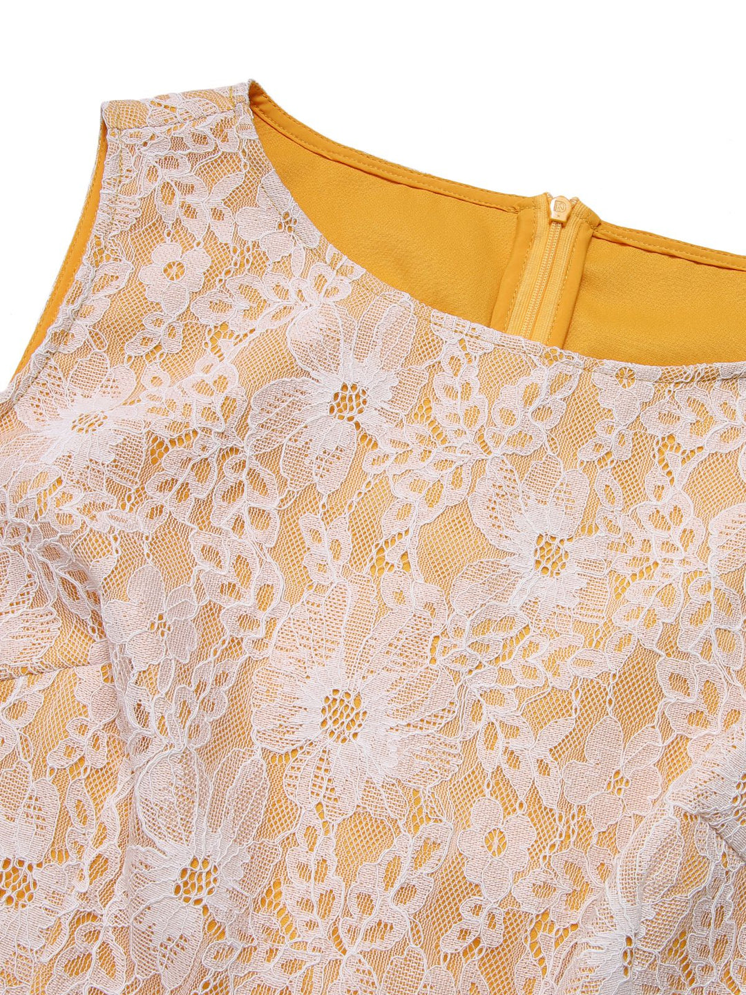 Yellow 1960s Solid Lace Patchwork Belt Dress, vintage dress, retro fashion, lace detail - perfect for women who love vintage and retro fashion