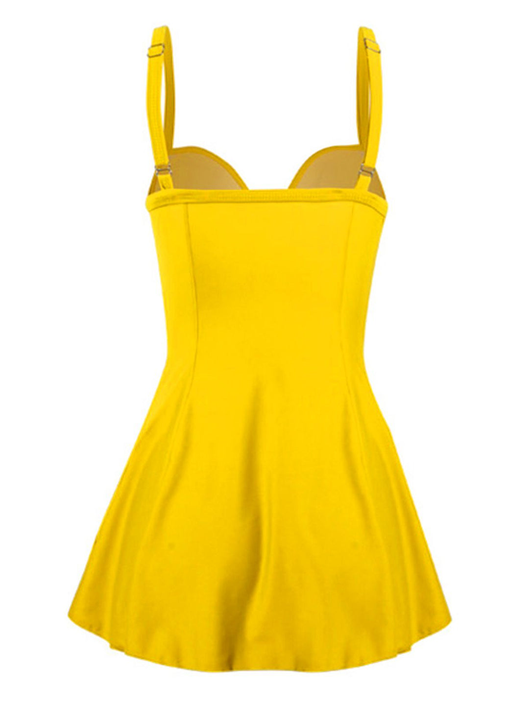 Yellow Spaghetti Strap Skirted Swimsuit — vintage elegance for the modern woman