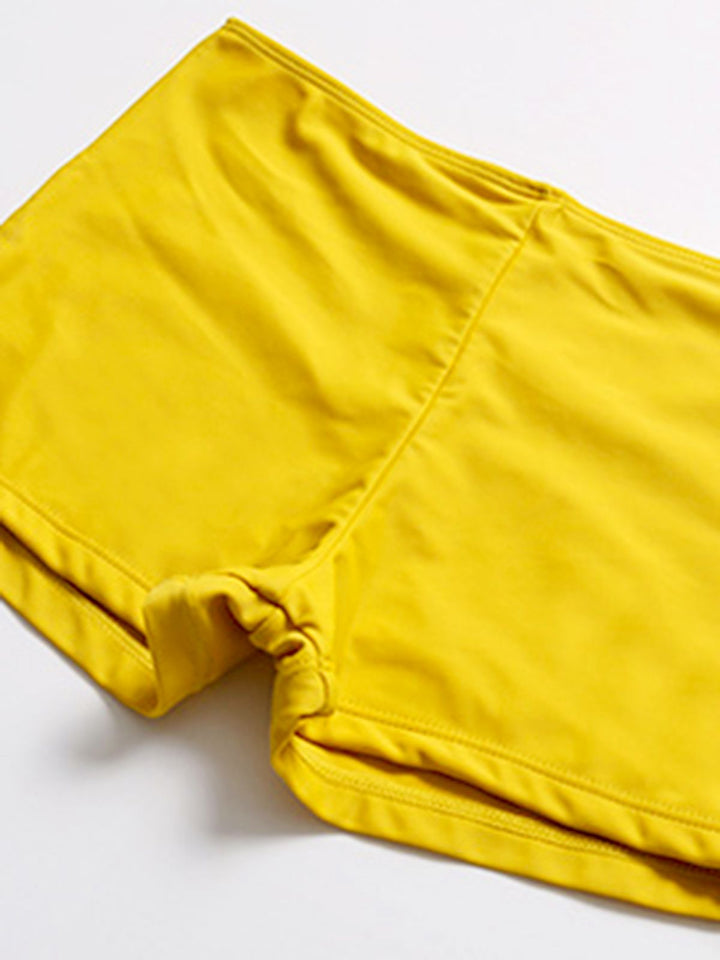 Yellow Spaghetti Strap Skirted Swimsuit: timeless style reimagined