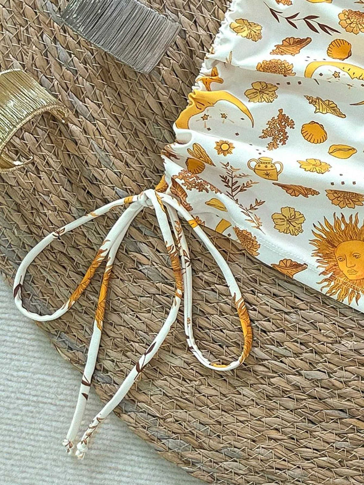 Yellow Bikini Set Cover Up 3PCS, vintage swimsuit, swimwear - perfect for women who love vintage and retro fashion