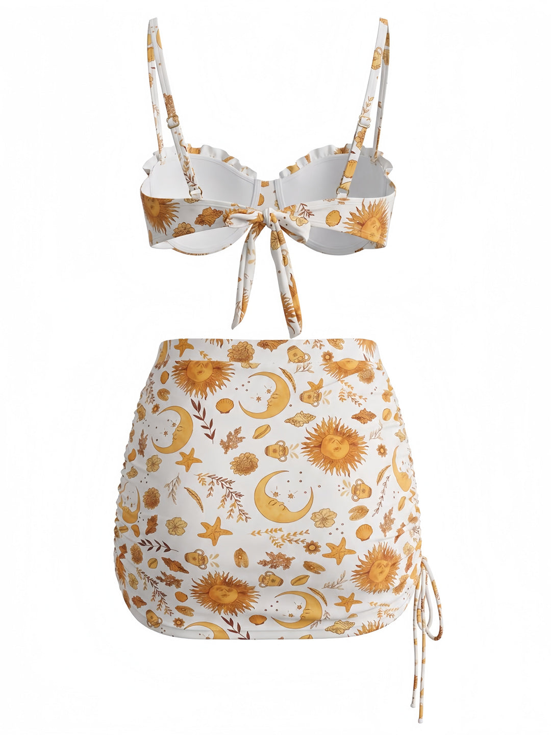 Yellow Bikini Set Cover Up 3PCS, vintage swimsuit, swimwear - perfect for women who love vintage and retro fashion
