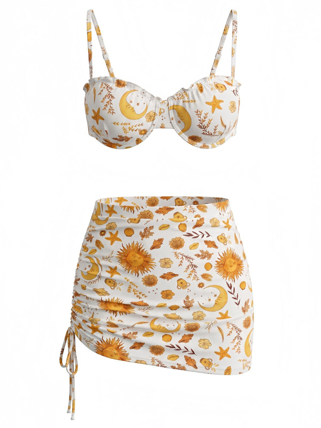 Yellow Bikini Set Cover Up 3PCS, vintage swimsuit, swimwear - perfect for women who love vintage and retro fashion