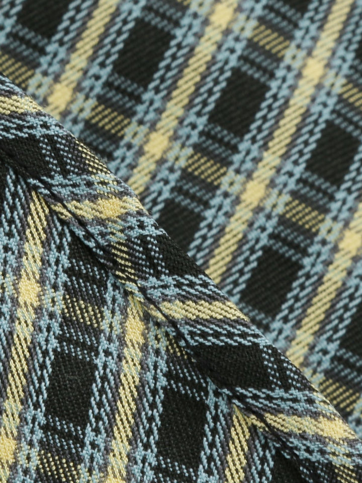 Yellow &amp; Black 1950s Plaid Lapel Belt Swing Dress — vintage elegance for the modern woman