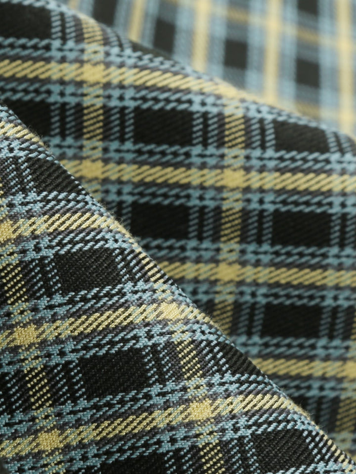 Yellow &amp; Black 1950s Plaid Lapel Belt Swing Dress: timeless style reimagined