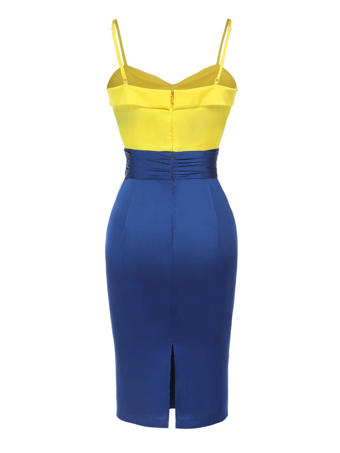 Yellow &amp; Blue 1960s Bow Strap Pencil Dress, vintage dress, retro fashion - perfect for women who love vintage and retro fashion