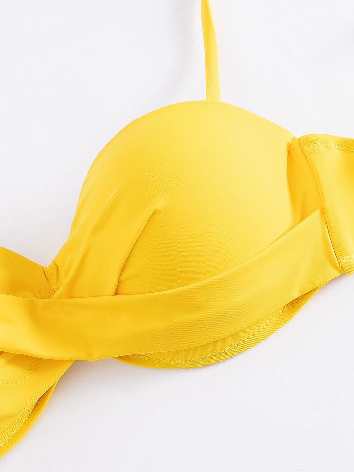 Yellow &amp; Green 1960s Spaghetti Straps Bikini Set - vintage fashion, retro style
