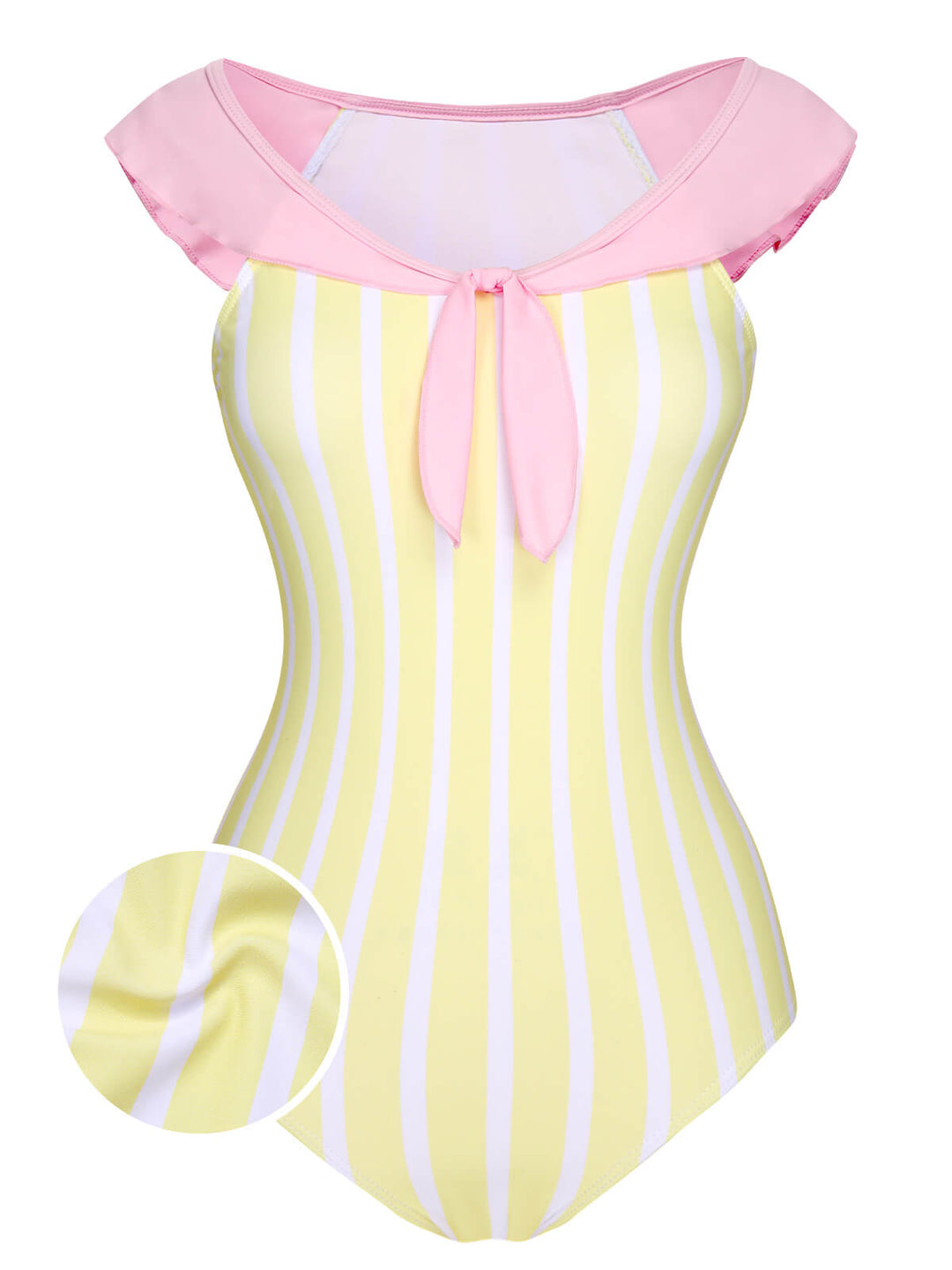 Yellow &amp; Pink 1940s Stripe One-Piece Swimsuit, vintage swimsuit, pin-up swimwear - perfect for women who love vintage and retro fashion