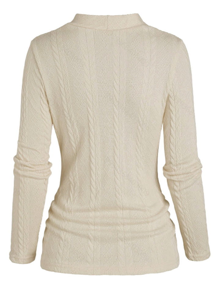 Beige 1960s Solid Faux Button Knitted Sweater, vintage fashion, retro style - perfect for women who love vintage and retro fashion