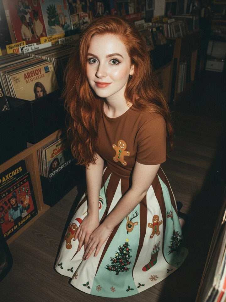 Brown Christmas Gingerbread Swing Dress 3:4 primary image