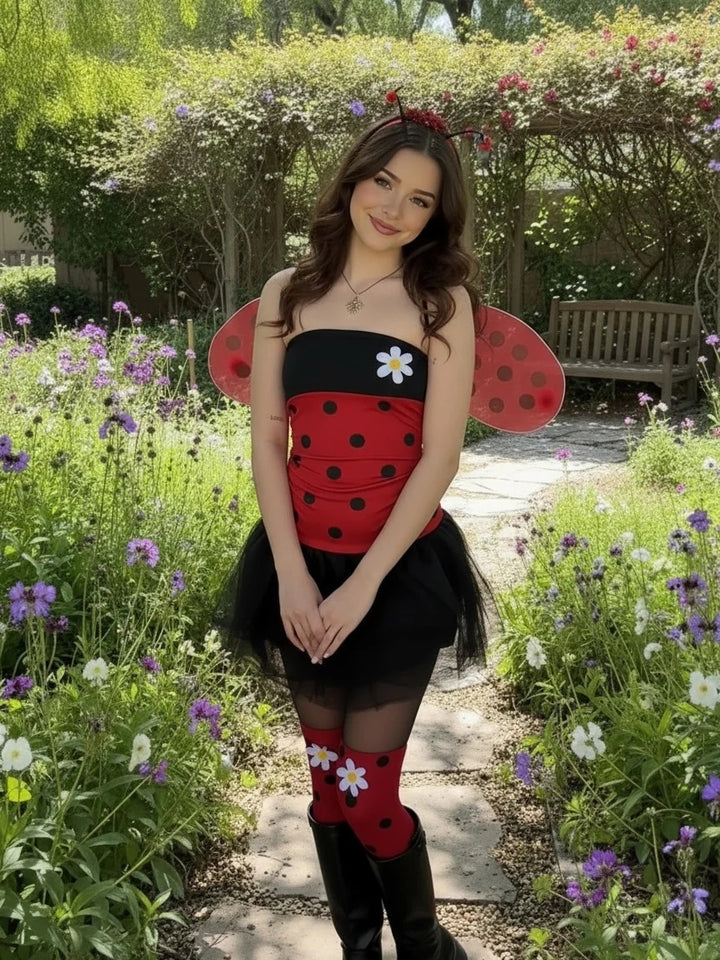 Red Miraculous Ladybug Cosplay Costume Set 3:4 primary image