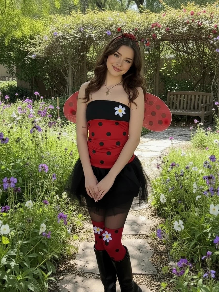 Red Miraculous Ladybug Cosplay Costume Set 3:4 primary image